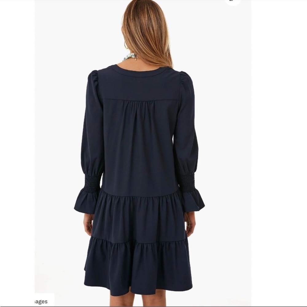 TUCKERNUCK POMANDER PLACE Navy Blue Poplin Tiered Dress Women’s XL - Picture 14 of 15